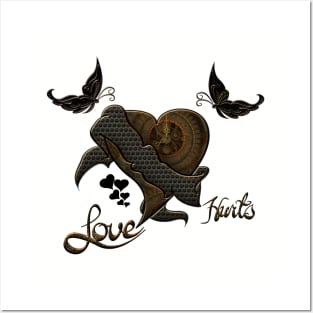 Wonderful elegant steampunk heart with butterflies Posters and Art